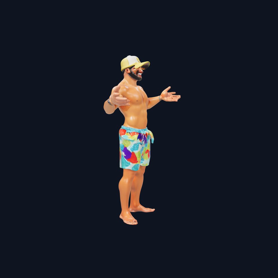 Beach Guy Rigged and Animated D Character Model